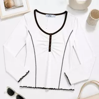 245-246-247 รุ่นSena(เซน่า) ผ้าCotton Supersoft เสื้อแขนยาวทรงเข้ารูป ดีไซน์คอปาดกว้าง เพิ่มความละมุนด้วยดีเทลจับจีบ
