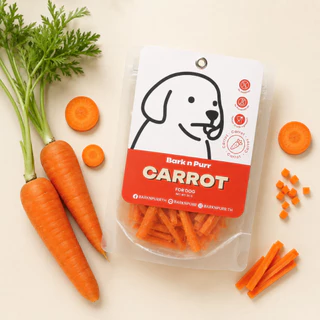BarknPurr แครอทฟรีซดรายสำหรับสุนัข Freeze-Dried Carrot Dog Treat & Topper Human Grade 25g