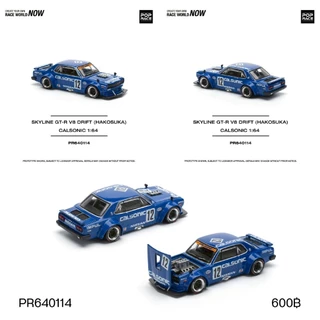 PR640114 - POPRACE 1/64 SKYLINE GT-R V8 DRIFT HAKOSUKA CALSONIC DIECAST SCALE MODEL CAR