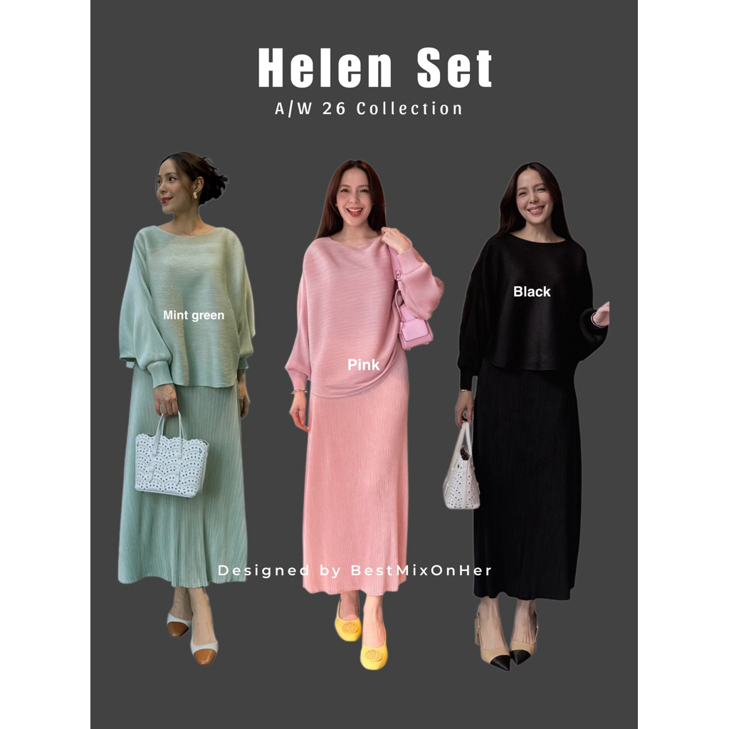 Helen Pleated Set | Code 9268 [  Pleated Cami Dress & Cropped Top Set]