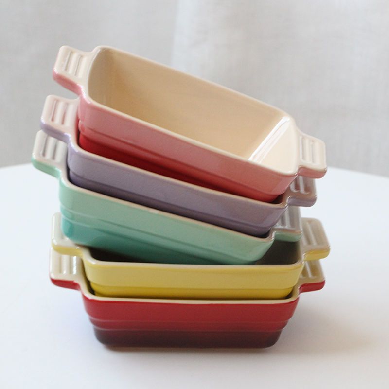 Le creuset ceramic rectangular grill plate baking bowl plate oven microwave