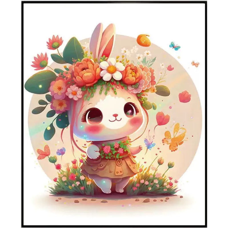 *พร้อมส่ง* ชุดปักครอสติช ลายน้องกระต่าย ปีเถาะ ขนาด 40*50 ซม. (ปักเต็มผืนผ้า ผ้า11CTพิมพ์ลาย ปัก 3 เส้นเล็ก)