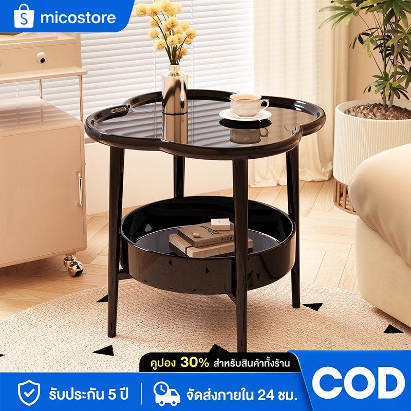 micostore ต๊ะข้างโซฟา 2 ชั้น ชั้นวางของข้างเตียง สไตล์มินิมอล โครงพลาสติก โต๊ะวางของตกแต่งบ้าน