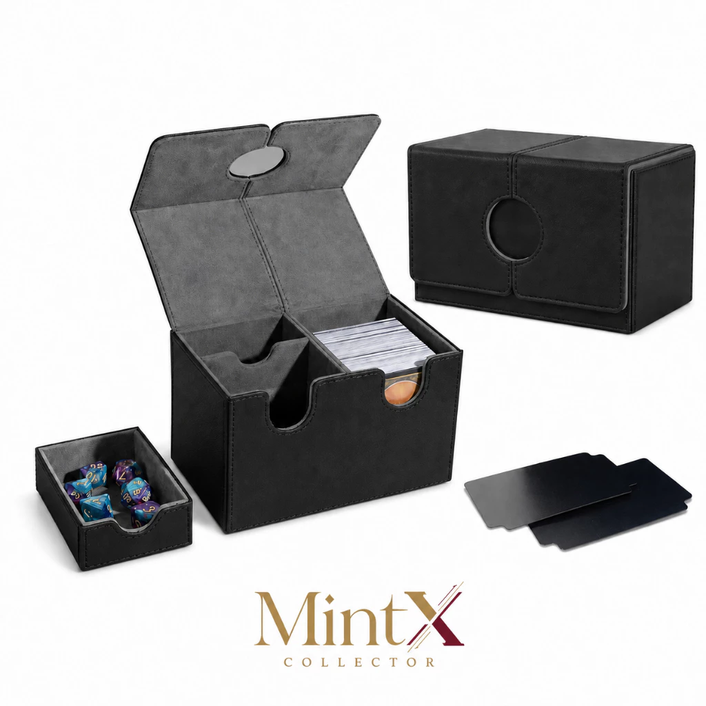 Magnetic Deck Box กล่องใส่การ์ดแม่เหล็กหนัง PU พรีเมียม จุ 100+ ใบ พร้อมช่องเก็บอุปกรณ์ เหมาะสำหรับ TCG / MTG / Pok