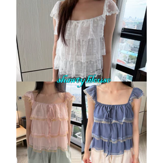 UIUI | SHAWTY BLOUSE เสื้อลูกไม้ระบาย ผูกโบว์ด้านหน้า สาวหวาน