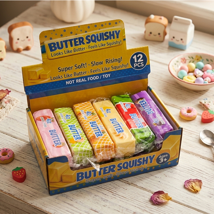 🎀กล่อง 12 ชิ้น🎀 สกุชชี่แท่ง Butter Squishy นุ่มนิ่ม Slow Rising บีบคลายเครียด มีกลิ่นหอม ของเล่นสุดฮิต