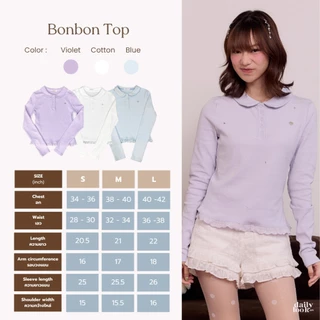 DAILYLOOK.SM --- Bonbon top เสื้อแขนยาวผ้าCotton spendex ปกคอบัว ดีเทลกระดุมสแนป