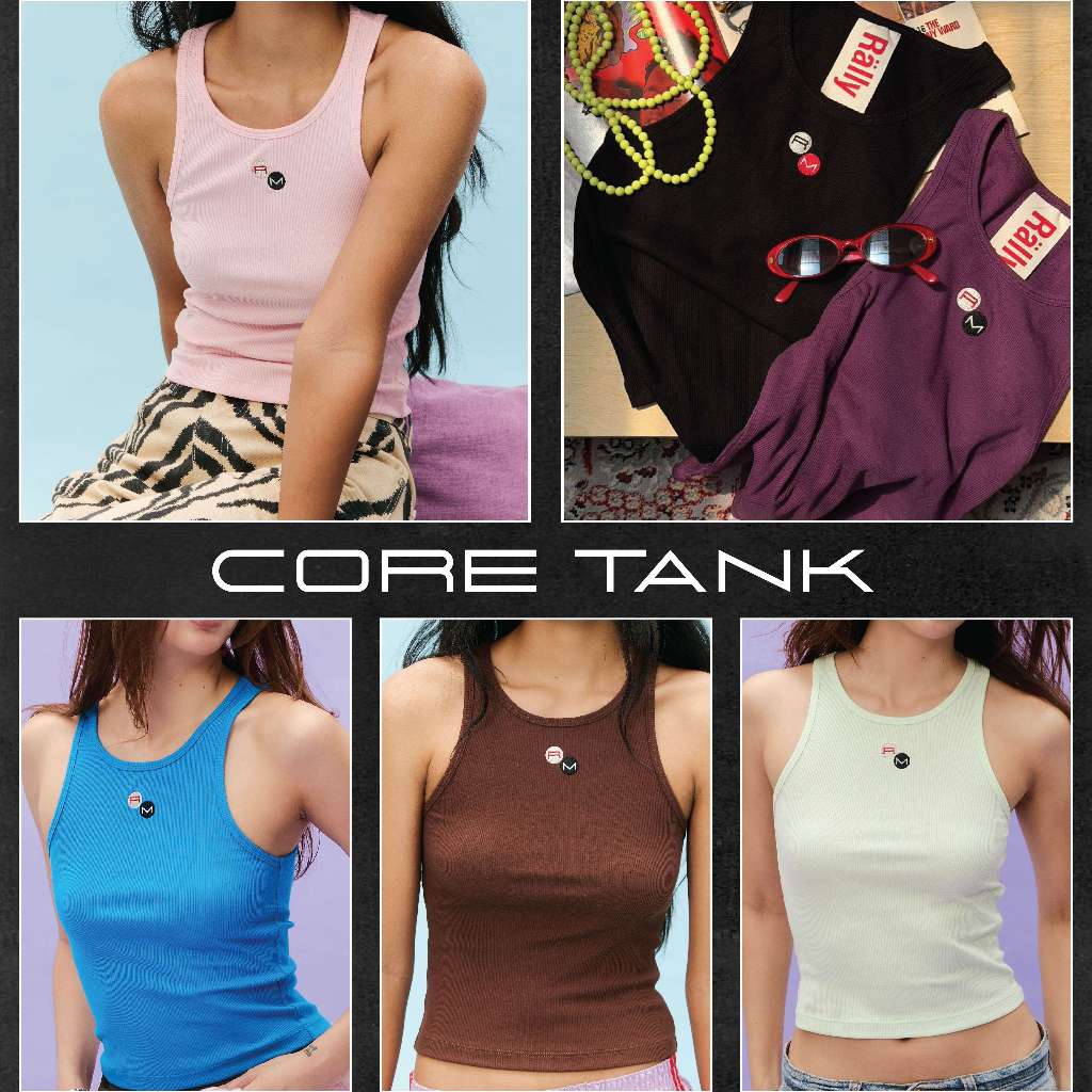 Rally Core Tank - เสื้อกล้ามผ้าร่องปักลายโลโก้