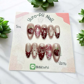 เล็บปลอมพร้อมส่ง (ไซส์ M) S ติดได้ ความยาวสั้นกุด-ยาวกลาง-ยาว💅 ฟรีกาวชมพู+ตะไบทุกชุด