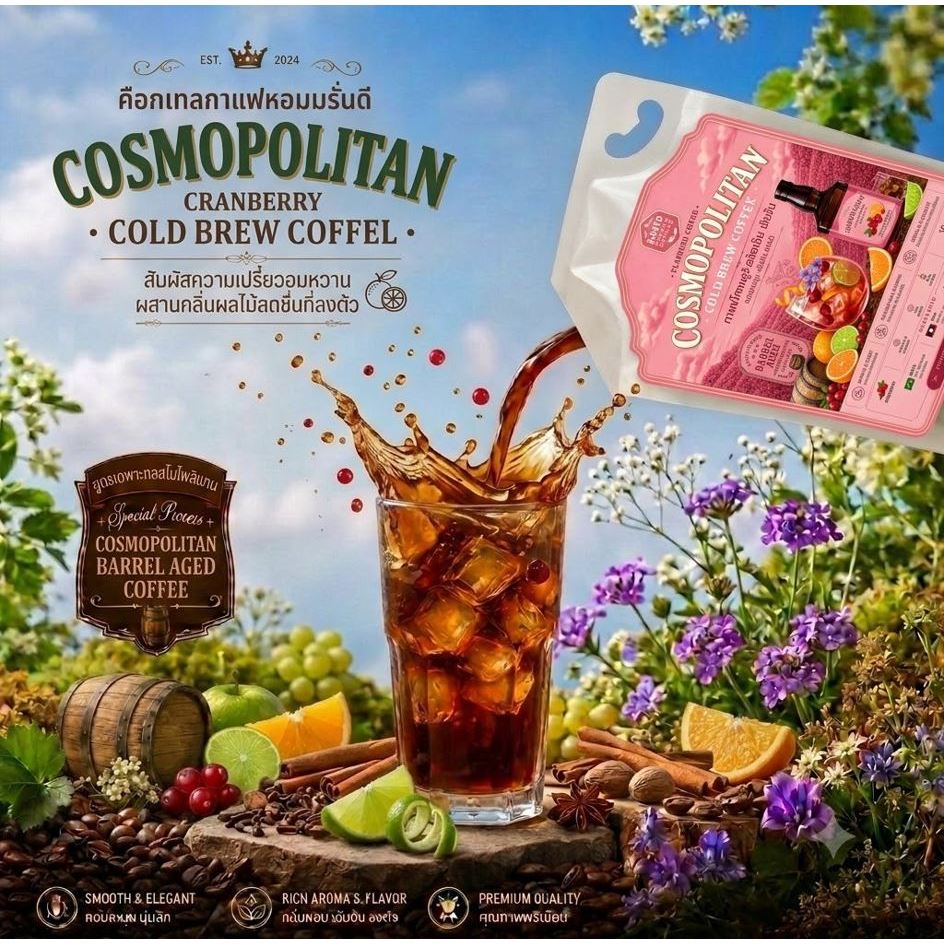 กาแฟโคลบรูว์สกัดเย็นกลิ่นคอกเทล Cosmo Politan 1,000 มล.