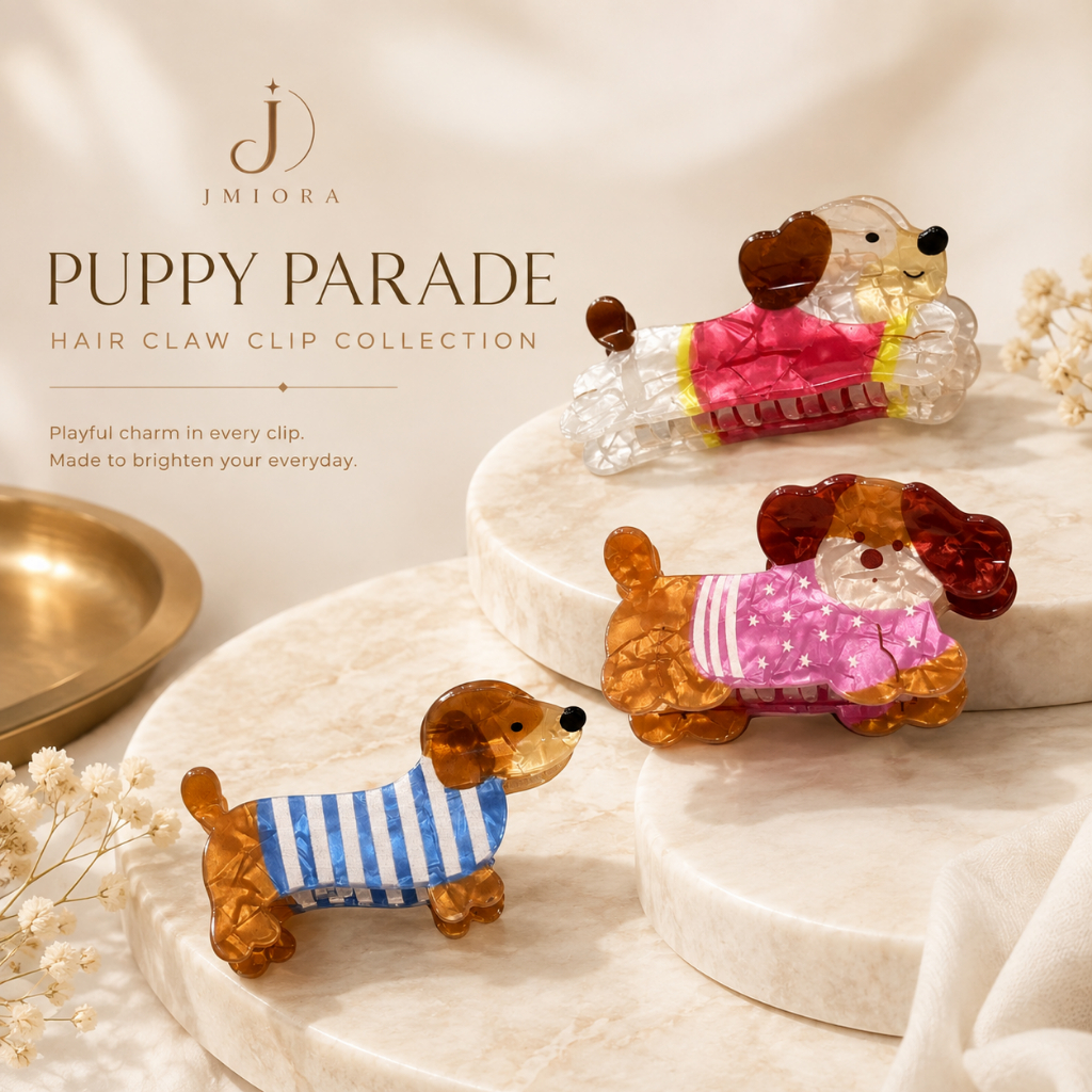 JMIORA กิ๊บหนีบผม Puppy Parade ลายน้องหมา White Pup รุ่น CC0013 กิ๊บหนีบผมเรซิ่นแฟชั่น กิ๊บเกาหลี Hair Claw Clip