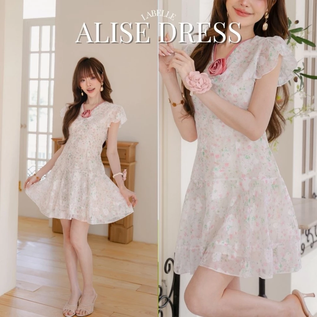 DR0614 LABELLE Alise Dress เดรสชีฟอง เดรสใส่สบาย