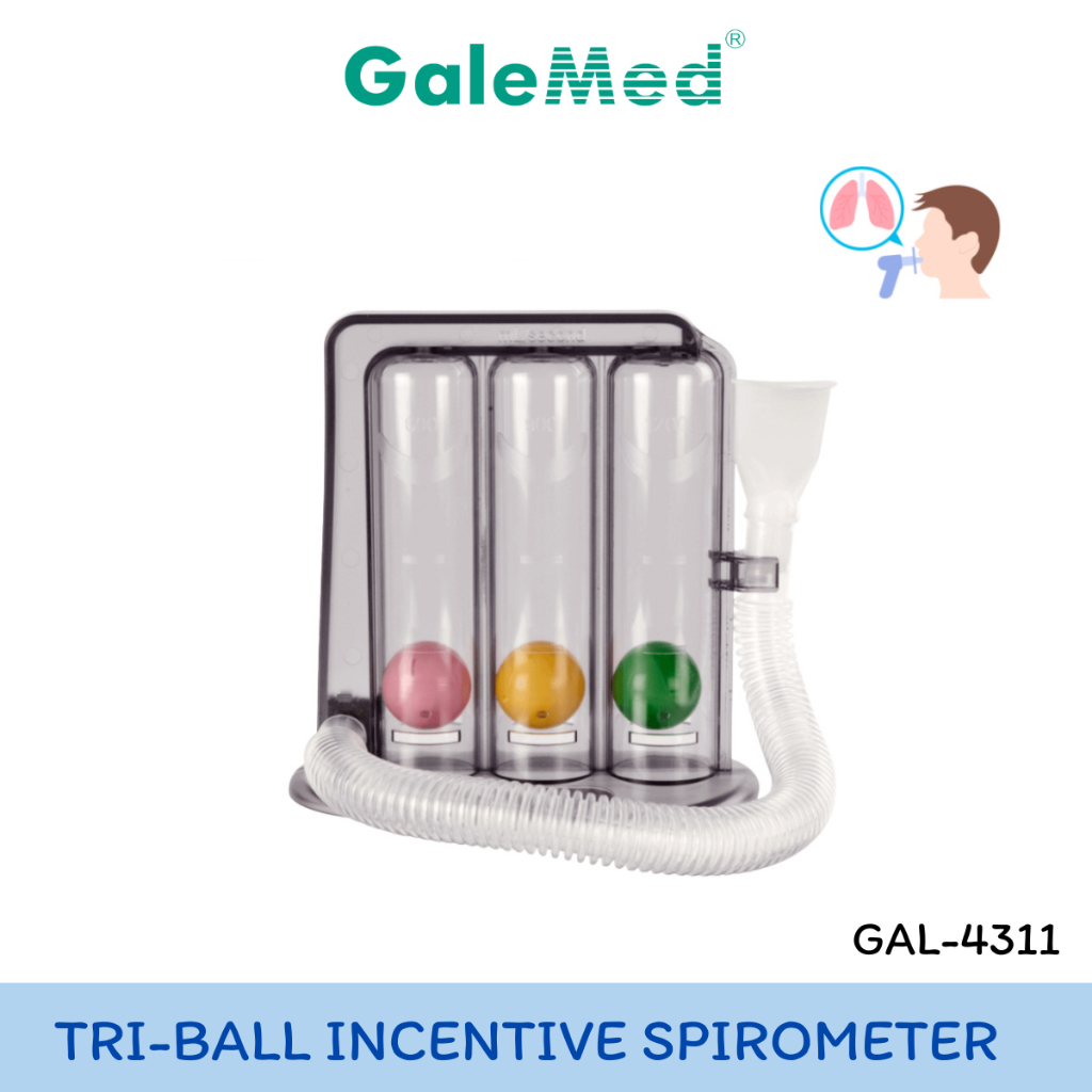 Galemed Tri-Ball Incentive Spirometerเครื่องช่วยบริหาร.ปอด ใช้ในผู้ป่วยหลังผ่าตัดทรวงอกโดยการสูดหายใจเข้าออก ลึกๆและช้าๆ