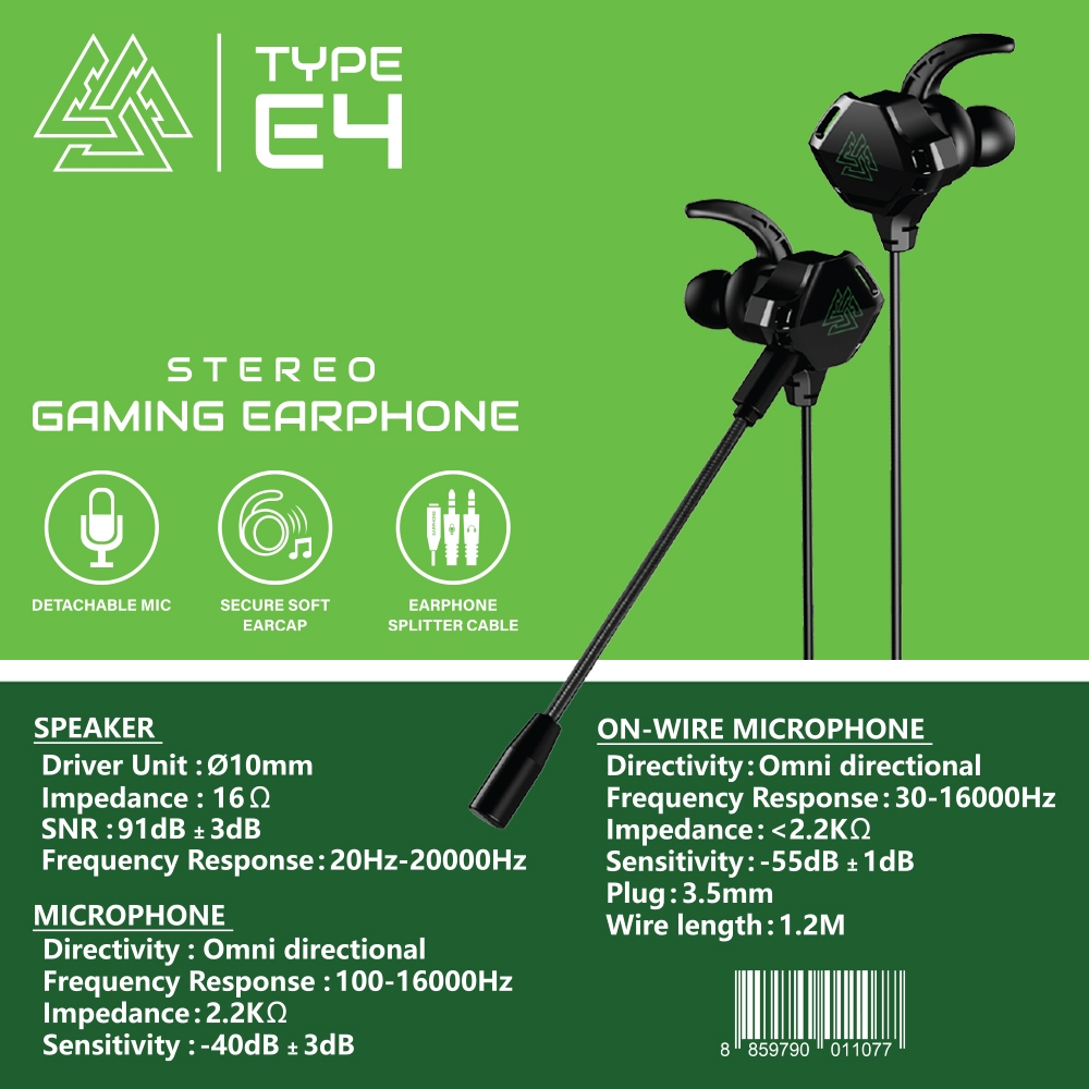 EGA TYPE E4 IN EAR EARPHONE GAMING