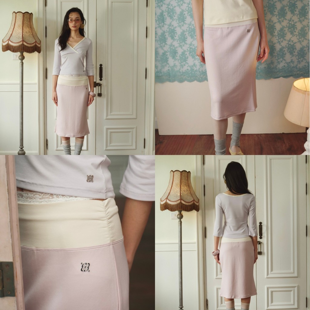 CHUUCHOP | S-4XL | Tulip Midi Skirt กระโปรงมิดิผู้หญิง ทรงสอบ ผ้ายืด กระโปรงทำงานคลุมเข่า (C8618)