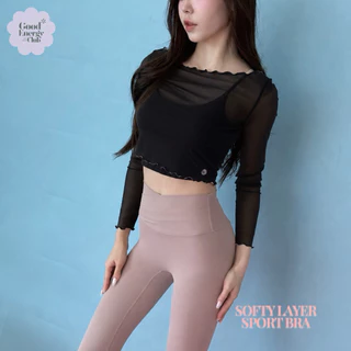 GOOD ENERGY CLUB - SOFTY LAYER SPORT BRA สปอร์ตบรา ดีเทลผ้าตาข่ายด้านนอก