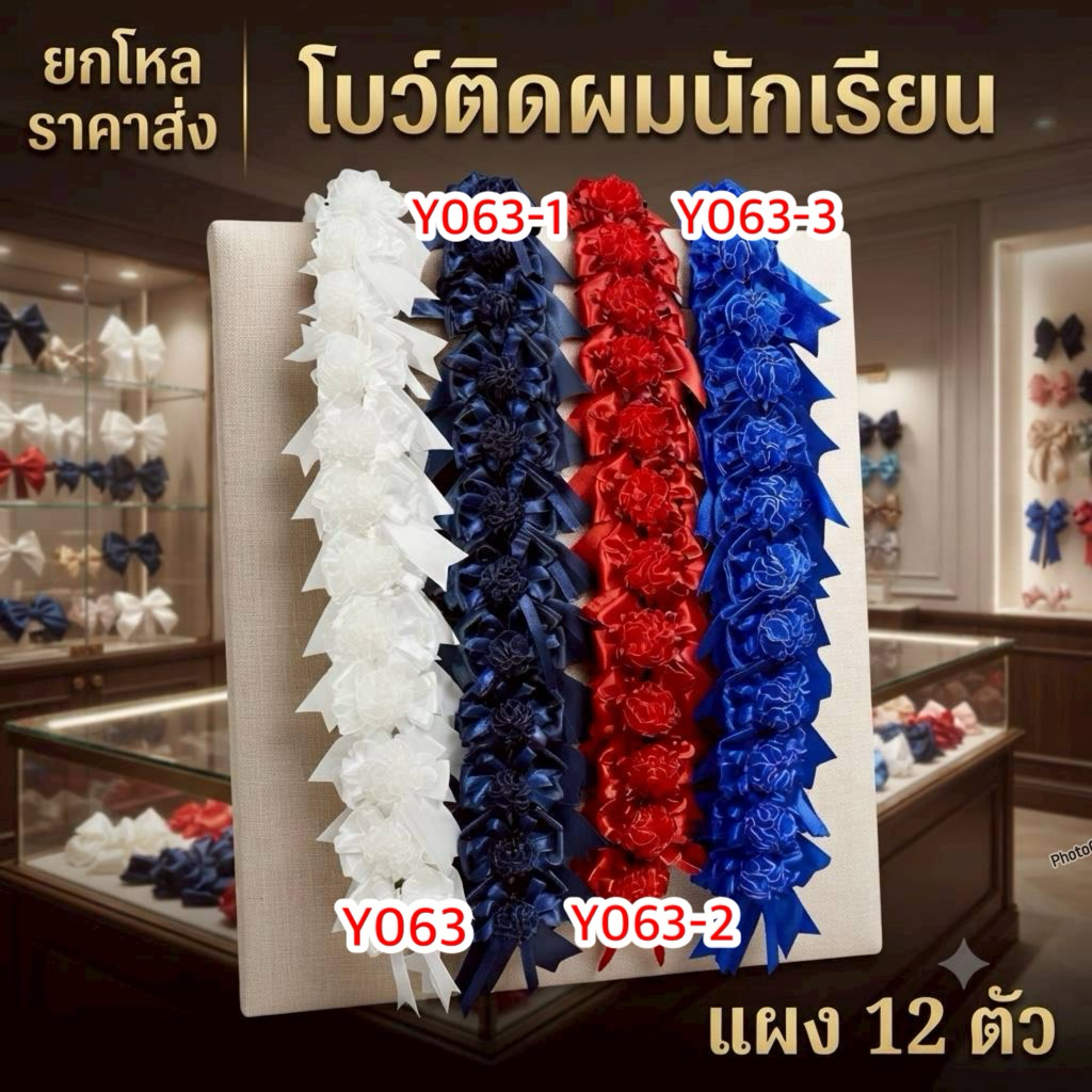 โบว์ติดผม แผง 12 ตัว Y063