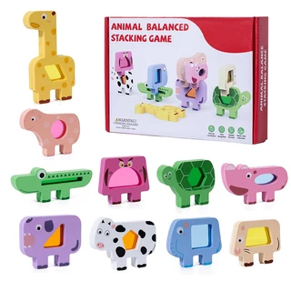 * ออกบิล (ทักแชท)บล็อกตัวต่อไม้ Animal Stacking Block Game