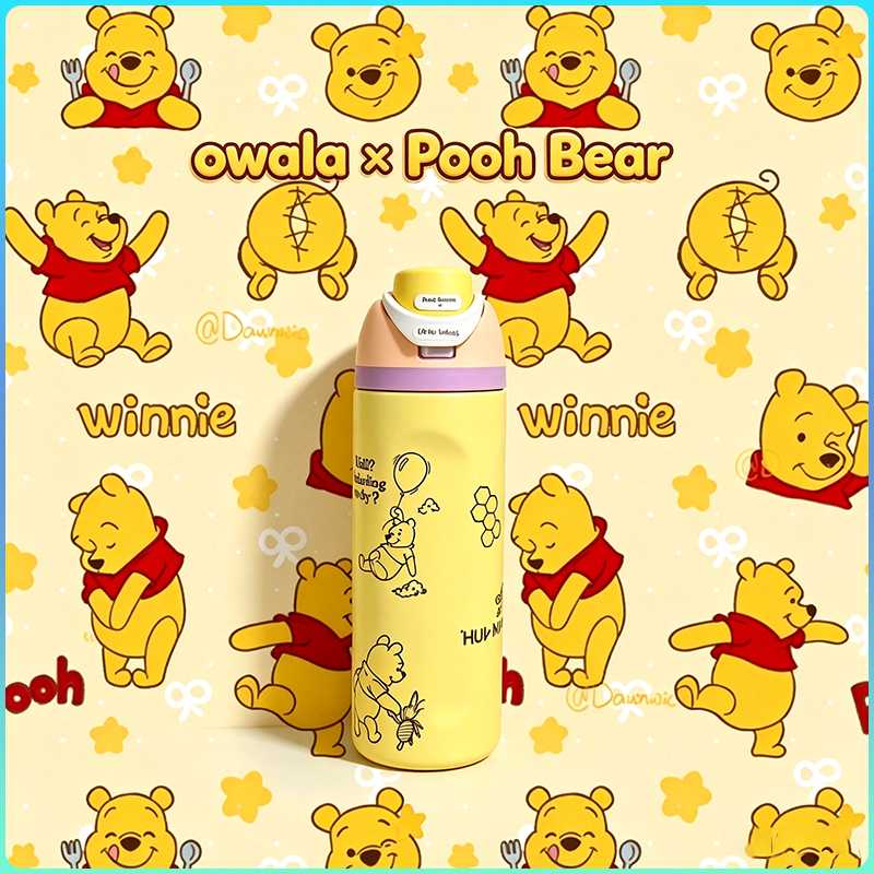 owala FreeSip Pooh Bear ขวดน้ำเก็บอุณหภูมิ โอวาล่า ความจุ 24oz/ 32oz วัสดุสแตนเลส 304 BPA Free