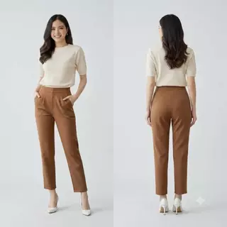 กางเกงขายาวผู้หญิง 7 ส่วนหน้าเรียบ (ผ้าฮานาโกะ) ใส่ทำงาน (S-5XL)