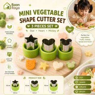 🥕🥦 ชุดแม่พิมพ์ตัดอาหาร สีเขียว ตัดผัก ผลไม้ แซนวิช ขนมปัง Bento BLW DIY Food Cutter Vegetable Fruit Cutter Baan Raya