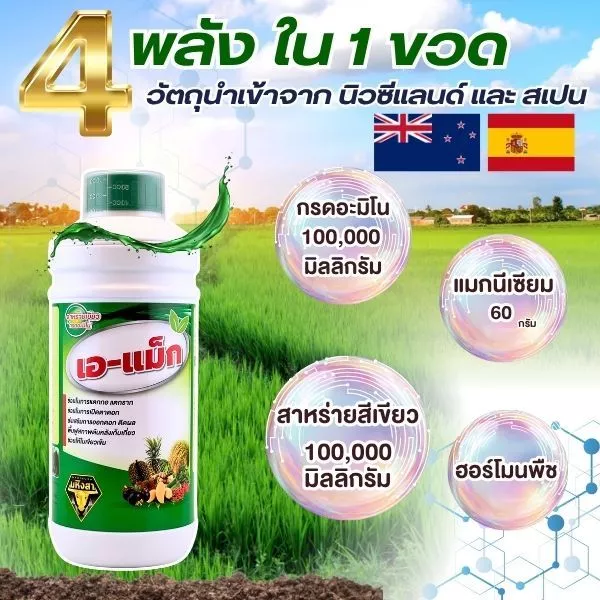เอ-แม็ก (A-Max) อาหารเสริมพืช สูตรเข้มข้น ช่วยพืชแตกกอ แตกราก ฟื้นต้นหลังเก็บเกี่ยว