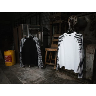 22wrldwidee No Direction Raglan เสื้อแขนยาวราแกลนพ่นสีดำ ผ้าคอตตอน 270GSM ใส่แล้วโครตเท่ห์ (OC183)