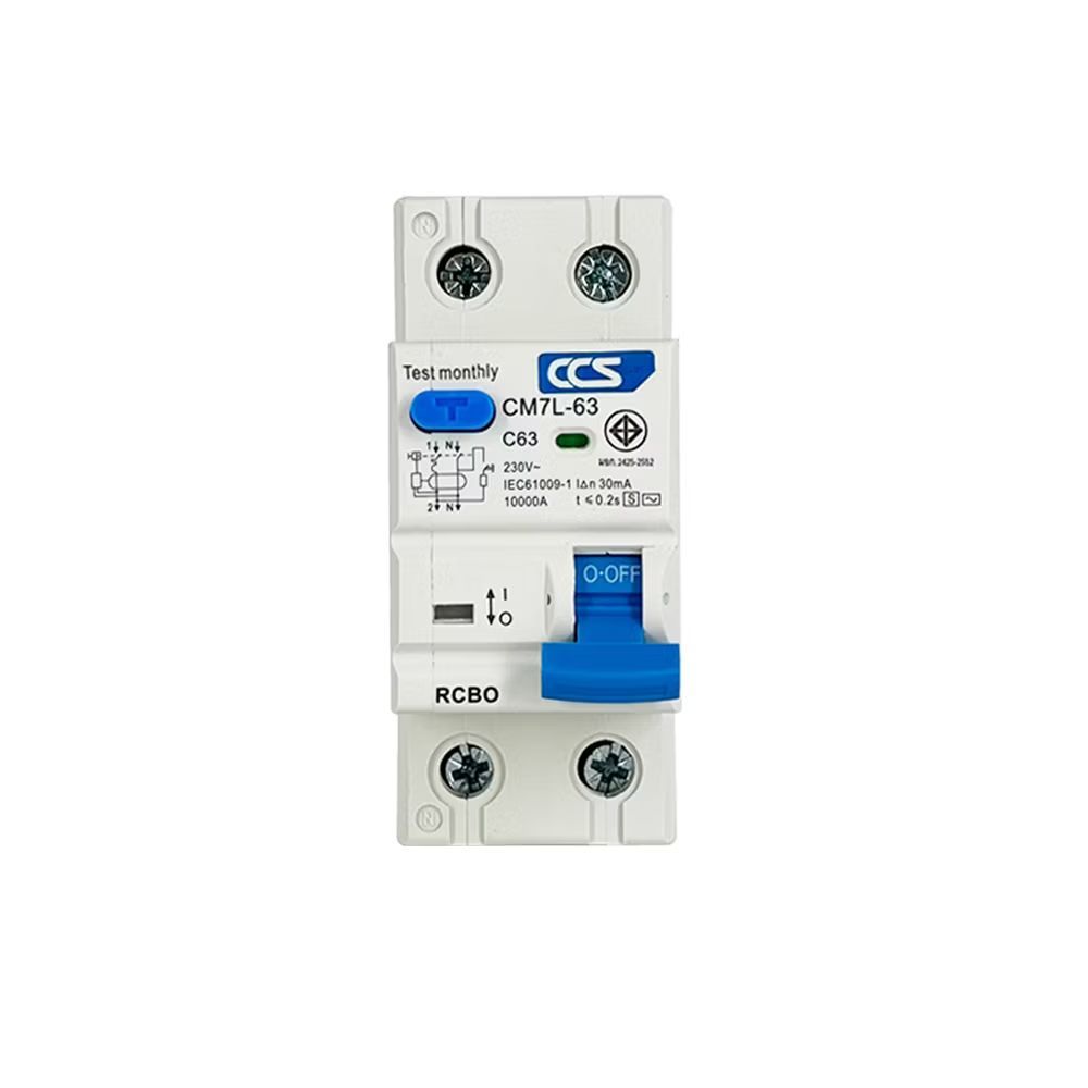 เมนเบรกเกอร์ กันดูด เบรกเกอร์ กันดูด RCBO รุ่น CM7L-63 RCBO 10kA 2P 16A-20A-32A-40A-50A-63A แบรนด์ C