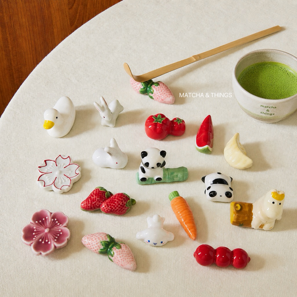 ที่วางไม้ตักมัทฉะ ที่วางตะเกียบ ที่วางช้อน เซรามิกแฮนด์เมด | Handmade Ceramic Rest ลายสัตว์ ผลไม้ ของหวาน สารพัดกุ๊กกิ๊ก