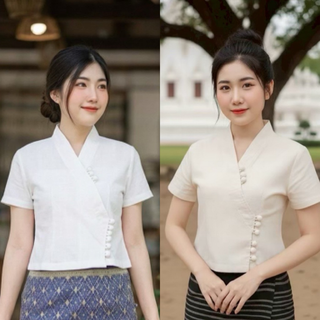เสื้อผ้าฝ้ายชินมัยกระดุม 9 เม็ดแขนสั้น ไซส์ 34“-44“