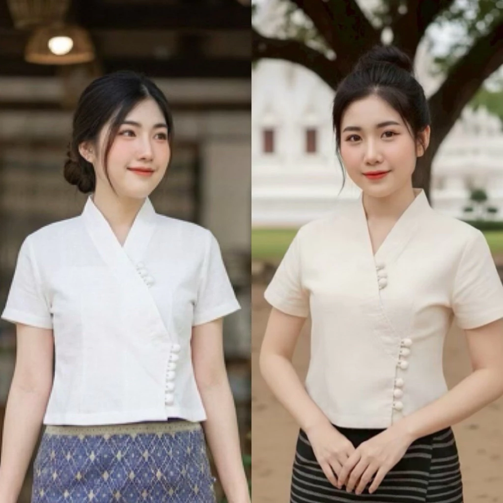 เสื้อผ้าฝ้ายชินมัยกระดุม 9 เม็ดแขนสั้น ไซส์ 34“-44“