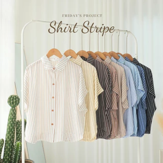 shirt stripe เสื้อเชิ๊ตผ้าพริ้วลายทางผ้าไม่ต้องรีด
