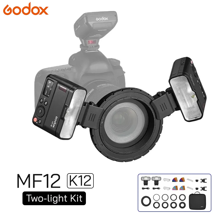 พร้อมส่งในไทย✅ (2026) Godox MF12-K2 TTL Macro Flash 2-Light Kit Speedlite ชุดแฟลชมาโคร 2 ดวง (รับประ