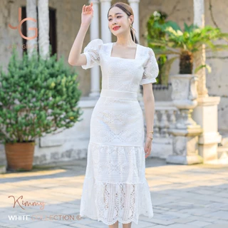 Hot🔥Dress Kimmy ชุดเดรสลูกไม้ยาวทรงเจ้าหญิง โทนเรียบหรู สไตล์ผู้ดี ดูแพง แต่ราคาน่ารัก ใส่ออกงานบุญ สวย มีไซส์ S M L XL
