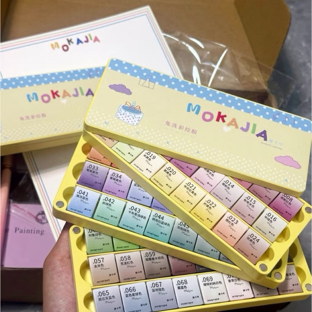 พร้อมส่งในไทย ( MOKAJIA )สีเพ้นท์เล็บเจลใช้เพ้นท์ ใช้ทา ขัดผง ปั้มลาย เนื้อสีแน่นเพ้นท์ง่าย ไม่ต้องรอพรี