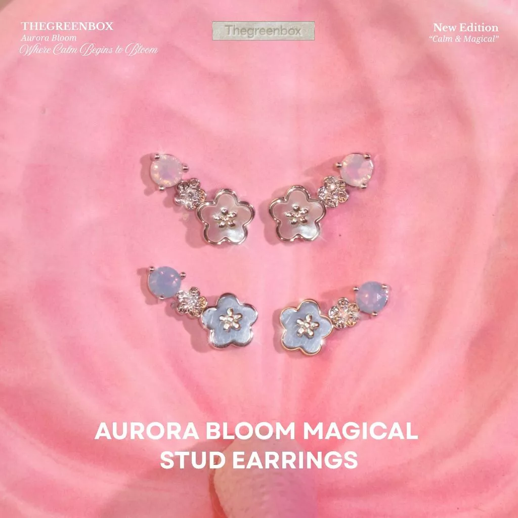 ต่างหู Aurora Bloom Magical Stud ก้านเงินแท้ S925 - The Green Box