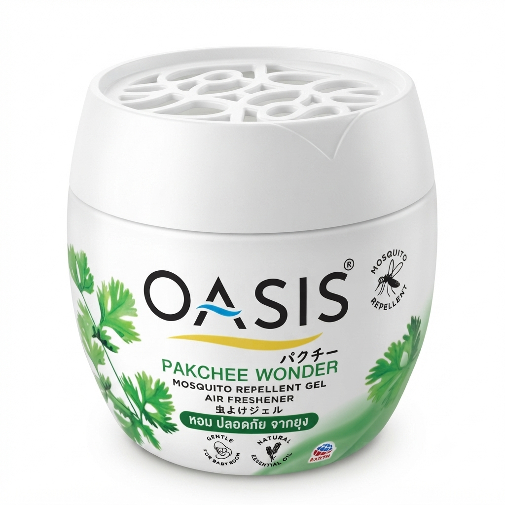 OASIS โอเอซิส เจลหอมปรับอากาศ โอเอซิส OASIS Gel กลิ่น ผักชีหอม สูตรไล่ยุง หอม ปลอดภัย ไล่ยุง 180 กรั