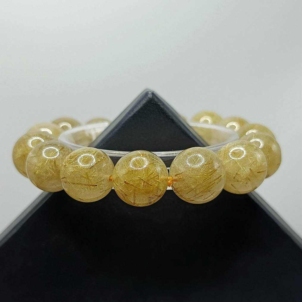กำไลข้อมือหิน ไหมทอง (Gold Rutilated Quartz) หินแห่งความมั่งคั่งร่ำรวย หินนำโชค