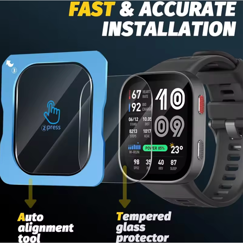 ฟิล์มกระจก แบบติดตั้งง่าย Amazfit Bip Max พร้อมส่งจากไทย