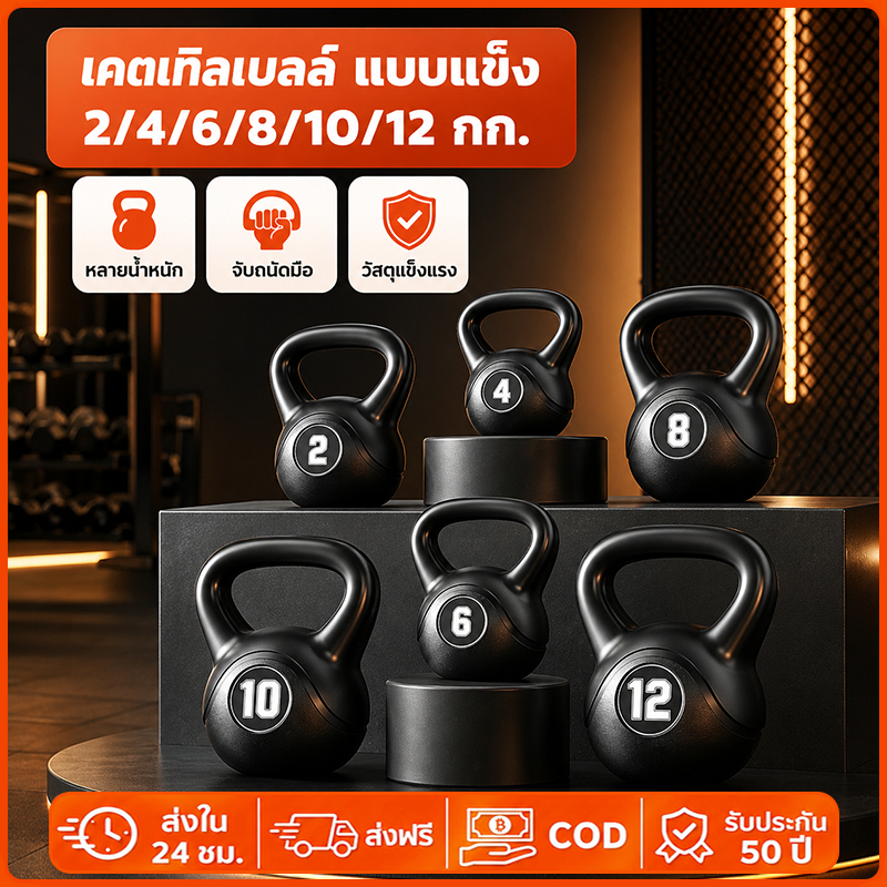 เคตเทิลเบล Kettlebell 2/4/6/8/10/12KG ดัมเบลยกน้ำหนัก ดัมเบลลูกตุ้ม พร้อมด้ามจับ ดัมเบลแบบแกว่ง