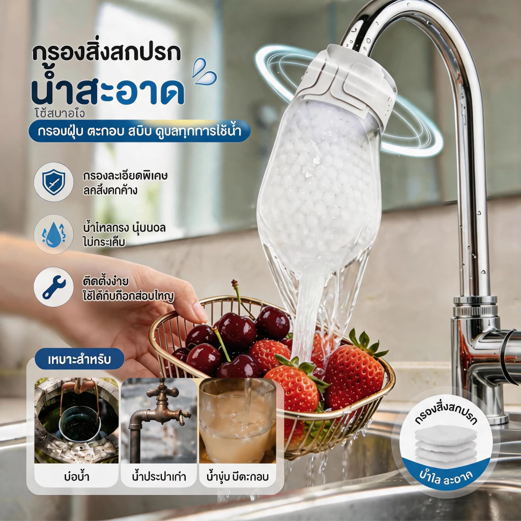 【ซื้อ 20 แถม 20】ถุงกรองน้ำก๊อกน้ำ/ถุงกรองสำลีก๊อกน้ำกรองละเอียด ผ้าฝ้ายกรองก๊อกน้ําแบบหนาพร้อมตัวกรองก๊อกน้ําแบบ กรองตะ