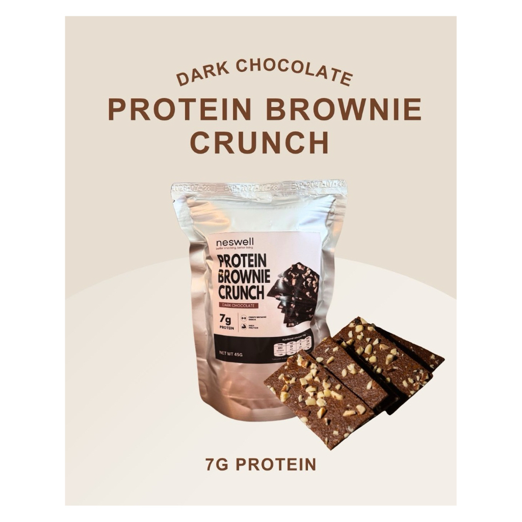 NESWELL Protein Brownie Crunch Dark Chocolate บราวนี่ครันช์โปรตีน บราวนี่กรอบ รสดาร์กช็อกโกแลต