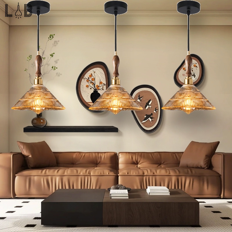 โคมไฟแขวน LED 3 สี ดีไซน์หรู กระจกคุณภาพสูง Modern Luxury สำหรับห้องนั่งเล่น ห้องอาหาร ห้องนอน ตกแต่งบ้าน
