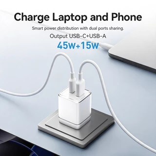 GenesVilla【รับประกัน 1 ปี】 30W 70W GaN Type-C+USB-A หัวชาร์จเร็ว สายชาต รองรับเทคโนโลยี PD PPS