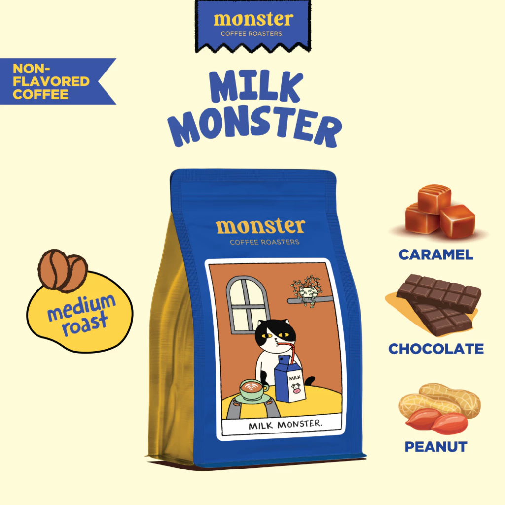 Monster Coffee Roaster เมล็ดกาแฟคั่วกลาง MILK MONSTER