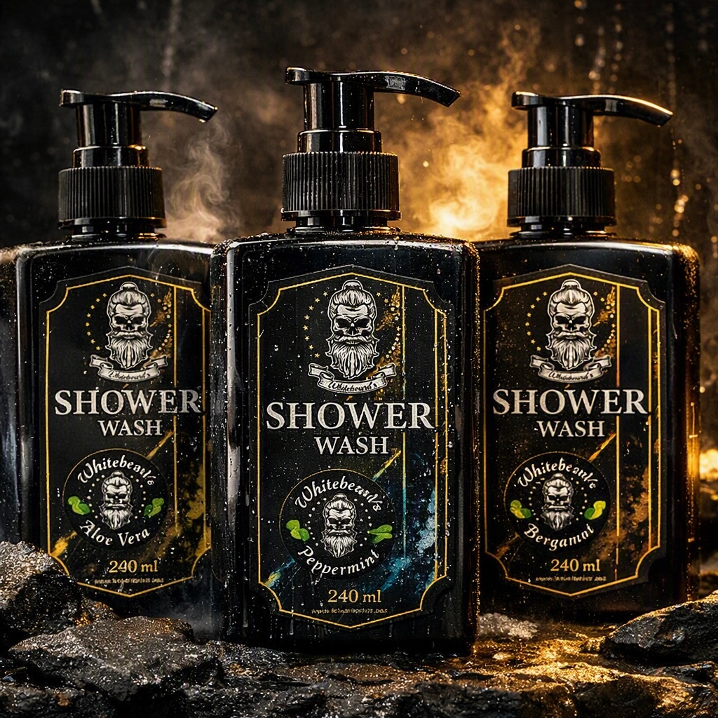ผลิตภัณฑ์อาบน้ำ สระผม และบำรุงผมแบบออลอินวันของไวท์เบียร์ด Whitebeard’s All-In-One Shower Wash
