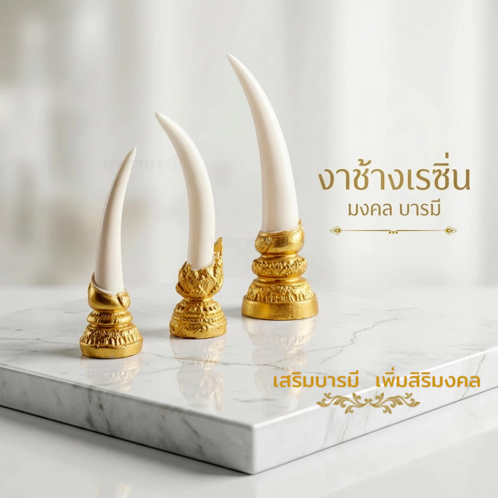 งาช้างคู่ เรซิ่น>งานช้างสีขาว>เสริมฮวงจุ้ย มงคล บารมี>ประดับโต๊ะพระ หิ้งพระ สวยงาม - พุทธาบารมี