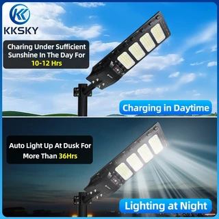 KKSKY โคมไฟถนนโซล่าเซลล์ 500000W สว่างค้าง ไฟโซล่าเซล ไฟถนนรีโมทคอนโทรล LED solar light IP68 กันน้ำ ไฟเซนเซอร์อัตโนมัติ