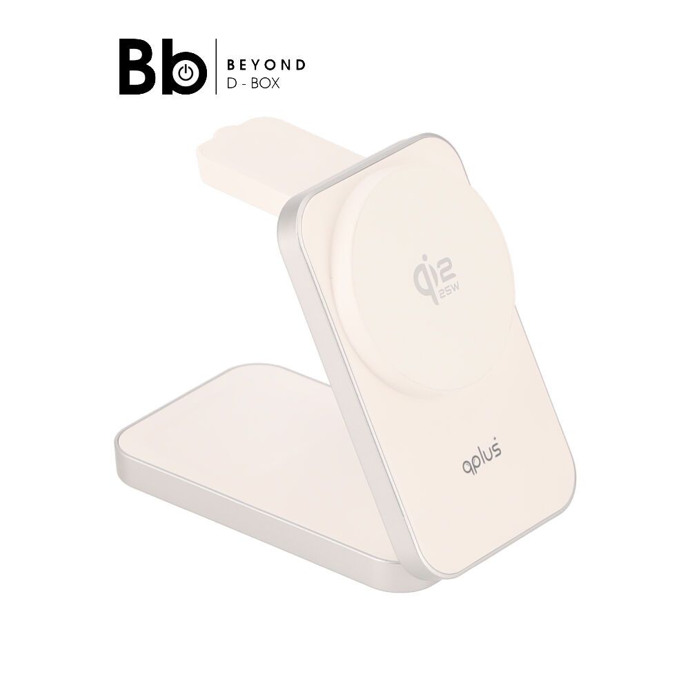 ที่ชาร์จไร้สาย QPLUS 3-in-1 Qi2 Wireless Charger Foldable Magnetic Stand 25W White (TX13-i3-Q22) by 