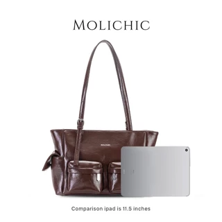 MOLICHIC Pocket Utility Bag กระเป๋าสะพายข้าง ใบใหญ่ จุของได้เยอะ หนังพรีเมียม ดีไซน์ช่องเก็บของเยอะ สไตล์เกาหลี